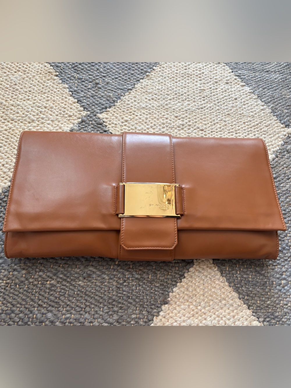 Brown Leather Clutch with Gold Hardware
Oversized